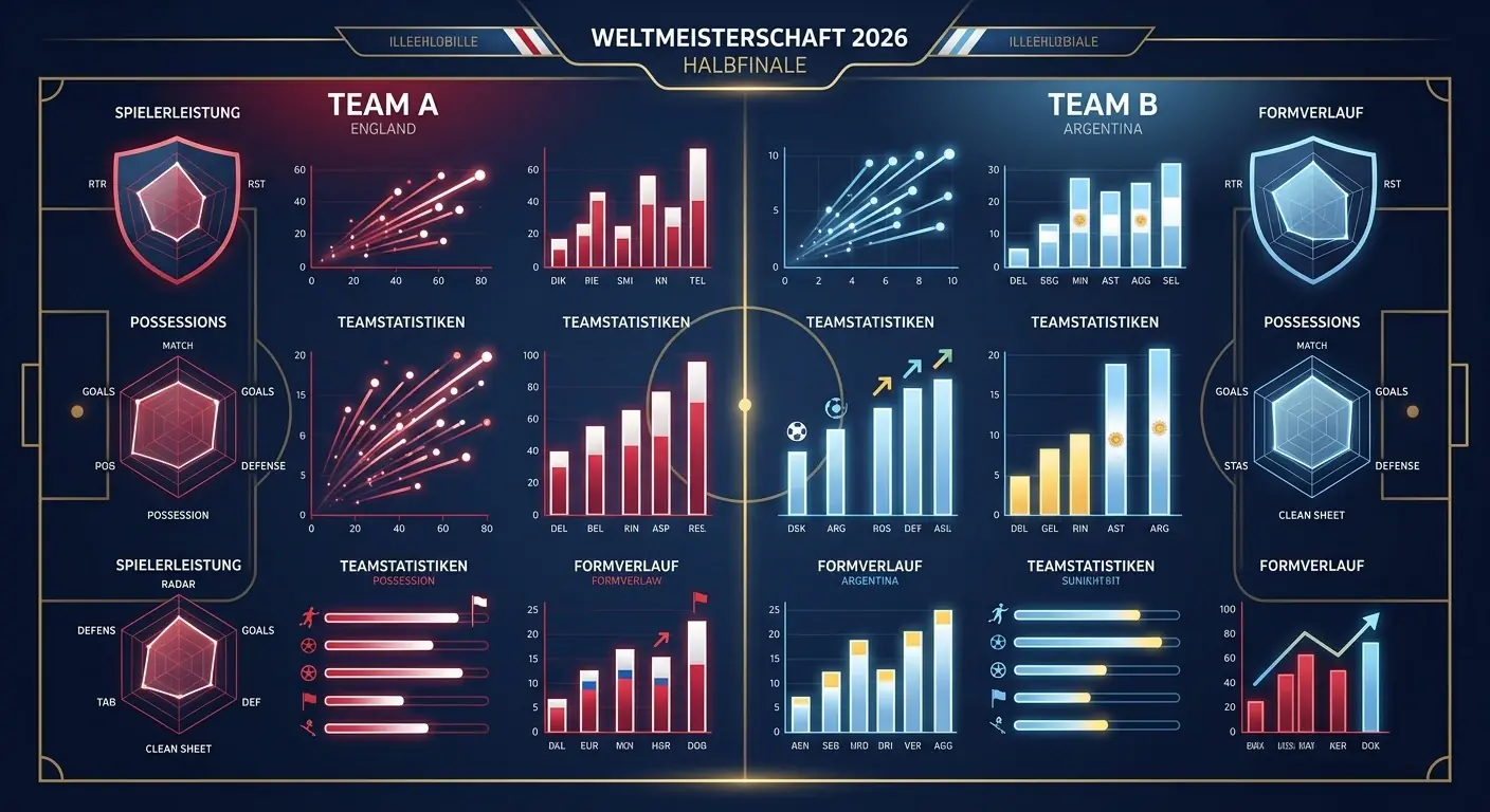 Statistik-Vergleich England gegen Argentinien vor dem WM-Halbfinal 2026