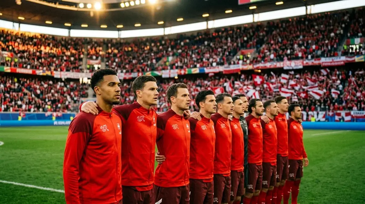 Spieler der Schweizer Nationalmannschaft vor dem WM-Spiel